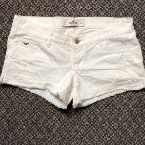 White ripped Jean shorts Hollister